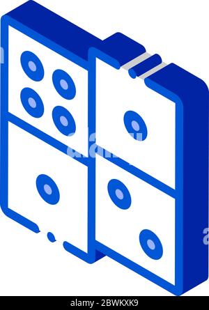 Interaktives Kinderspiel Dominoes isometrische Symbol Vektor-Illustration Stock Vektor