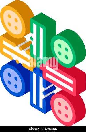 Interaktive Kinder Ludo Spiel isometrische Symbol Vektor-Illustration Stock Vektor