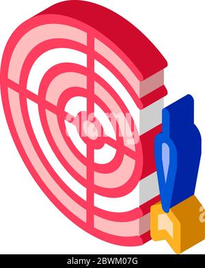 Interaktive Kinder Spiel Darts isometrische Symbol Vektor-Illustration Stock Vektor