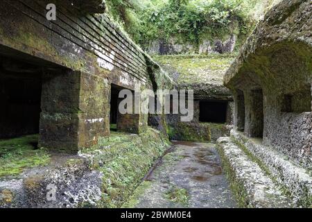 Tampaksiring, Bali Island, Indonesien. Mai 2019. Königliche Gräber Gunung Kawi Tempel Grabkomplex Tampaksiring, Gianyar, Bali Island, Indonésia. Stockfoto