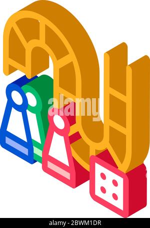 Interaktive Kinder Brettspiel isometrische Symbol Vektor-Illustration Stock Vektor