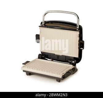 Elektrischer Grill isoliert auf weißem Hintergrund Stockfoto