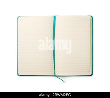 Leeres Notebook-Modell isoliert auf weißem Hintergrund Stockfoto