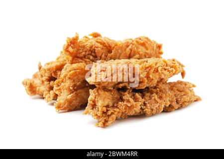 Hähnchenstreifen Nuggets isoliert auf einem weißen Hintergrund Stockfoto