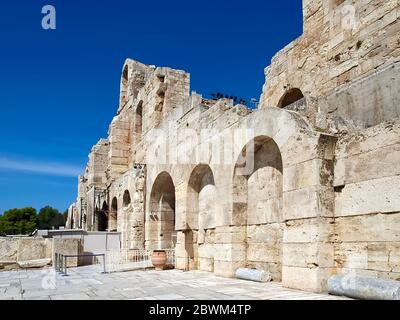 Mauern des Odeon in Athen in Griechenland Stockfoto