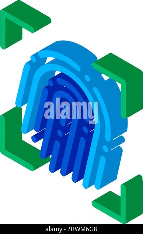 Fingerabdruck-Dactylogram Scanner isometrische Symbol Vektor-Illustration Stock Vektor