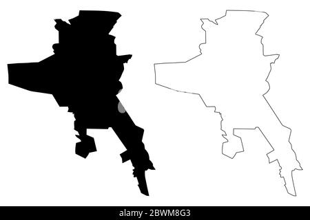 Rascht City (Islamische Republik Iran, Persien, Gilan Provinz) Karte Vektorgrafik, Skizze Stadt Resht und Rast Karte Stock Vektor