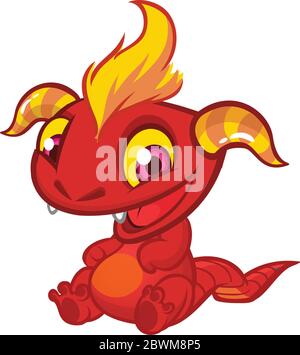 Lustige Cartoon Monster Drachen. Vektor-Illustration von roten Monster Kreatur Stock Vektor
