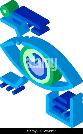 Biometrische Daten und Informationen des Auges isometrische Symbolvektordarstellung Stock Vektor