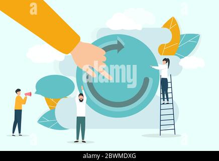 Menschen zusammen helfen der Wirtschaft, sich nach Quarantänekrise zu erholen Stock Vektor