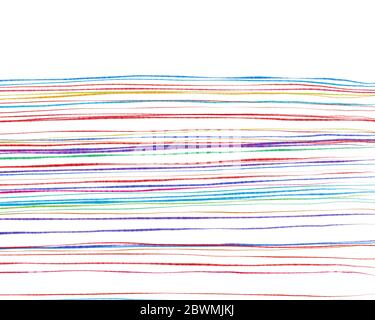 Glücklich schlampig Hand gezeichnet horizontal Doodle Tinte Linien Textur. Skizzenhafte Striche.einfaches buntes Hintergrundmuster mit Streifen. Platz für Text. Stockfoto