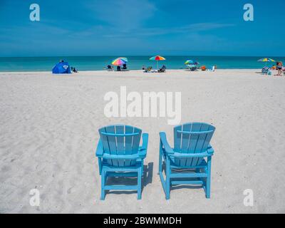 Golf von Mexiko Strand vor South Beach Bar and Grill auf Gasparilla Island in Boca Grande Florida in den Vereinigten Staaten Stockfoto