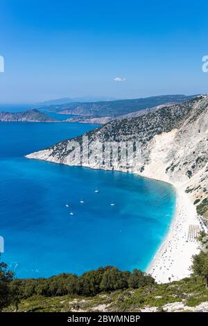 Landschaft von Myrtos Strand, in Kefalonia, Griechenland Stockfoto