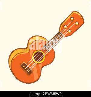 Cartoon Vektor Illustration von Akustikgitarre oder Ukulele. Cartoon Clip Art. Musikinstrument Symbol Stock Vektor