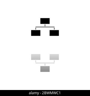 Flussdiagramm. Schwarzes Symbol auf weißem Hintergrund. Einfache Illustration. Flacher Vektor. Spiegelreflexionsschatten. Kann in Logo, Web, Mobile und UI verwendet werden Stock Vektor