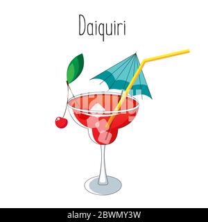 Daiquiri alkoholischen Cocktail trinken Stock vectot Illustration Stock Vektor