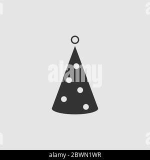Party Hut Symbol flach. Schwarzes Piktogramm auf grauem Hintergrund. Symbol für Vektorgrafik Stock Vektor