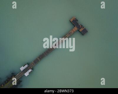 Luftaufnahme des Port Levy Jetty, Banks Peninsula, Neuseeland Stockfoto