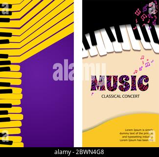 Musik abstrakten Hintergrund für Banner oder Roll-up. Klavier Tasten auf farbigen Hintergrund. Helles vertikales Banner. Stock Vektor