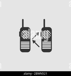 Radiosymbol flach. Schwarzes Piktogramm auf grauem Hintergrund. Symbol für Vektorgrafik Stock Vektor