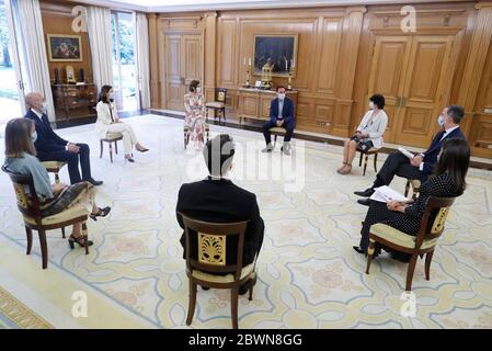 Madirs, Spanien. Juni 2020. ***NO SPANIEN*** König Felipe VI. Von Spanien und Königin Letizia von Spanien nehmen am 2. Juni 2020 an einem Publikum der aufstrebenden Unternehmer des South Summit im Zarzuela Palace in Madrid, Spanien, Teil. Kredit: Jimmy Olsen/Media Punch/Alamy Live News Stockfoto