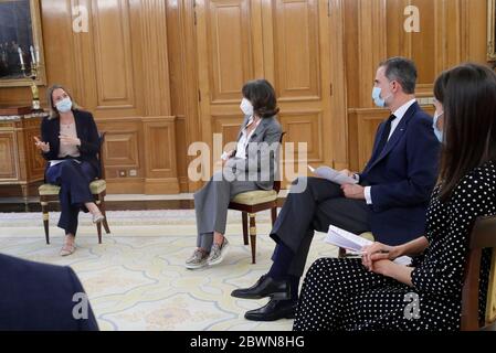 Madirs, Spanien. Juni 2020. ***NO SPANIEN*** König Felipe VI. Von Spanien und Königin Letizia von Spanien nehmen am 2. Juni 2020 an einem Publikum der aufstrebenden Unternehmer des South Summit im Zarzuela Palace in Madrid, Spanien, Teil. Kredit: Jimmy Olsen/Media Punch/Alamy Live News Stockfoto