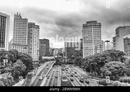 Sao Paulo, Brasilien, der Flaggenplatz Stockfoto