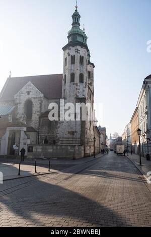 KRAKAU, POLEN - OKTOBER 10 2018: Ansicht der Kirche des Heiligen Andreas, einer barocken Kirche in der Altstadt von Krakau, Polen. Stockfoto