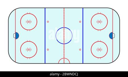 Hockeyplatz. Vektordarstellung einer schematischen Darstellung, flacher Stil Stock Vektor
