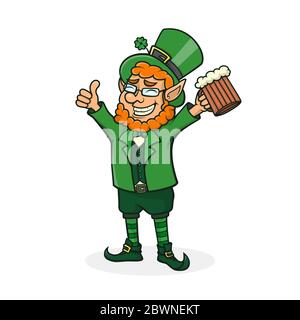 Vektor Cartoon St. Patrick. Symbol des nationalen irischen Urlaubs. Stock Vektor