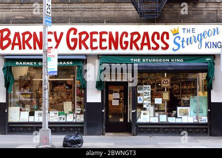 Barney Greengrass, 541 Amsterdam Ave, New York. NYC-Schaufensterfoto eines jüdischen Komfortcafés in der Upper West Side in Manhattan. Stockfoto