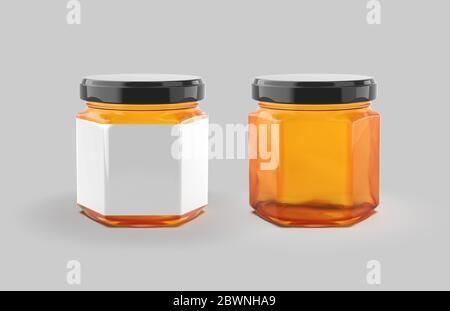 Glas Honig Glas Etikett Mockup Stockfoto