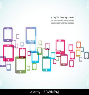 Vektorgrafik. Helle Smartphones weißen Hintergrund Stock Vektor