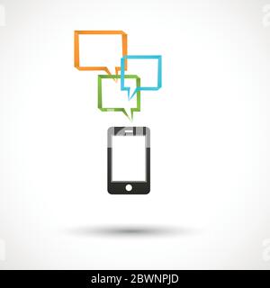 Vector schwarzes Smartphone mit abstrakten hellen Symbolen. Farbenfrohes Logo-Design Stock Vektor