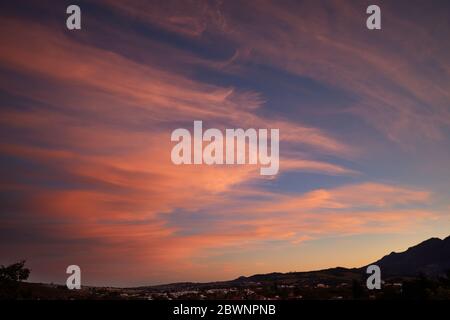 Sonnenuntergang von Welgelegen, Stellenbosch Stockfoto