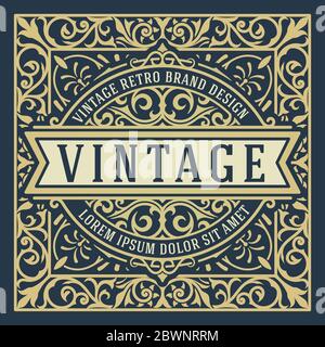 Vintage logo mit floralen Details Stock Vektor