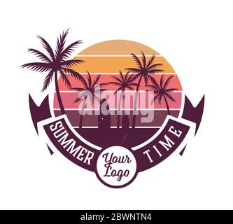 Vintage Sommer Design Mit Oldtimer. Vektor Mit Ebenen Stock Vektor