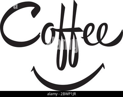 Elegantes Logo Design Konzept mit Kaffee Text und Smile Icon Stock Vektor