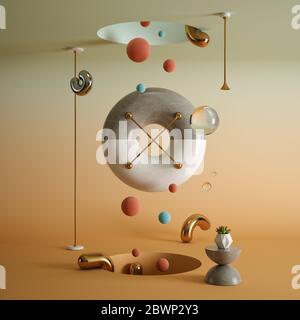 Abstrakter Surrealismus Form Kunst 3D-Rendering Stockfoto