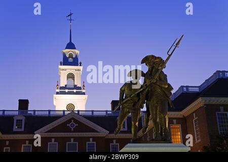 Das Delaware Continental Denkmal von Ron Tunison, Legislative Hall, Stadt von Dover, Delaware State, USA Stockfoto