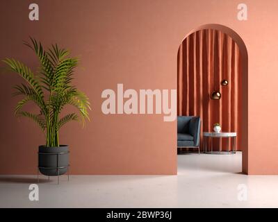 3D-Illustration des konzeptuellen Innenraums Stockfoto