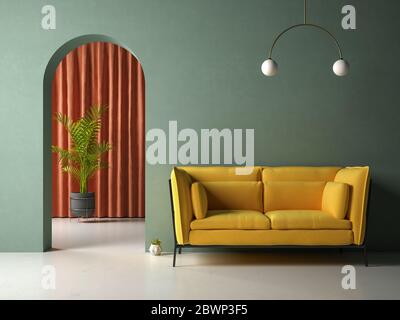 3D-Illustration des konzeptuellen Innenraums Stockfoto