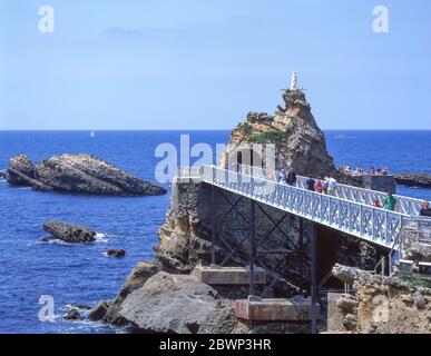 Virgin Rock (Rocher de la Verge), Biarritz (Miarritze), Pyrénées-Atlantiques, Nouvelle-Aquitaine, Frankreich Stockfoto