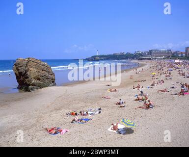 Plage Miramar, Biarritz (Miarritze), Pyrénées-Atlantiques, Nouvelle-Aquitaine, Frankreich Stockfoto