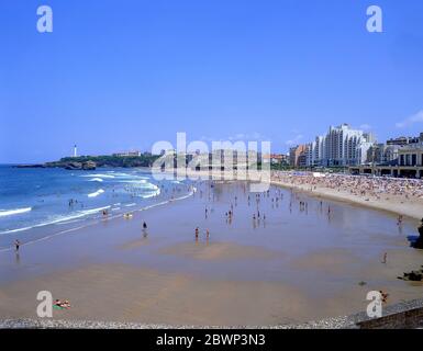 Plage Miramar, Biarritz (Miarritze), Pyrénées-Atlantiques, Nouvelle-Aquitaine, Frankreich Stockfoto