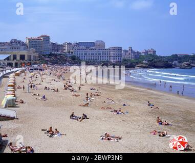 Plage Miramar, Biarritz (Miarritze), Pyrénées-Atlantiques, Nouvelle-Aquitaine, Frankreich Stockfoto