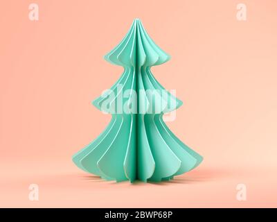 Rosa abstrakten weihnachtsbaum auf blauem Hintergrund 3d-Rendering Stockfoto