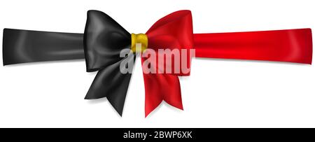 Große Schleife aus Band in Belgien Flagge Farben mit Schatten auf weißem Hintergrund Stock Vektor