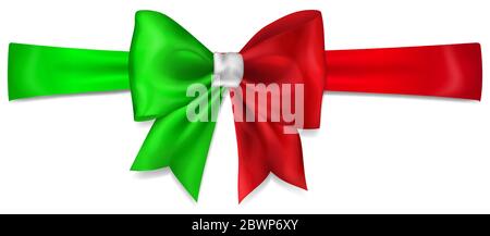 Große Schleife aus Band in Italien Flagge Farben mit Schatten auf weißem Hintergrund Stock Vektor