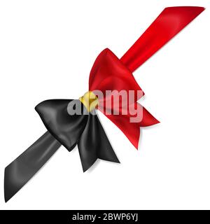 Große Schleife aus Band in Belgien Flagge Farben mit Schatten auf weißem Hintergrund Stock Vektor